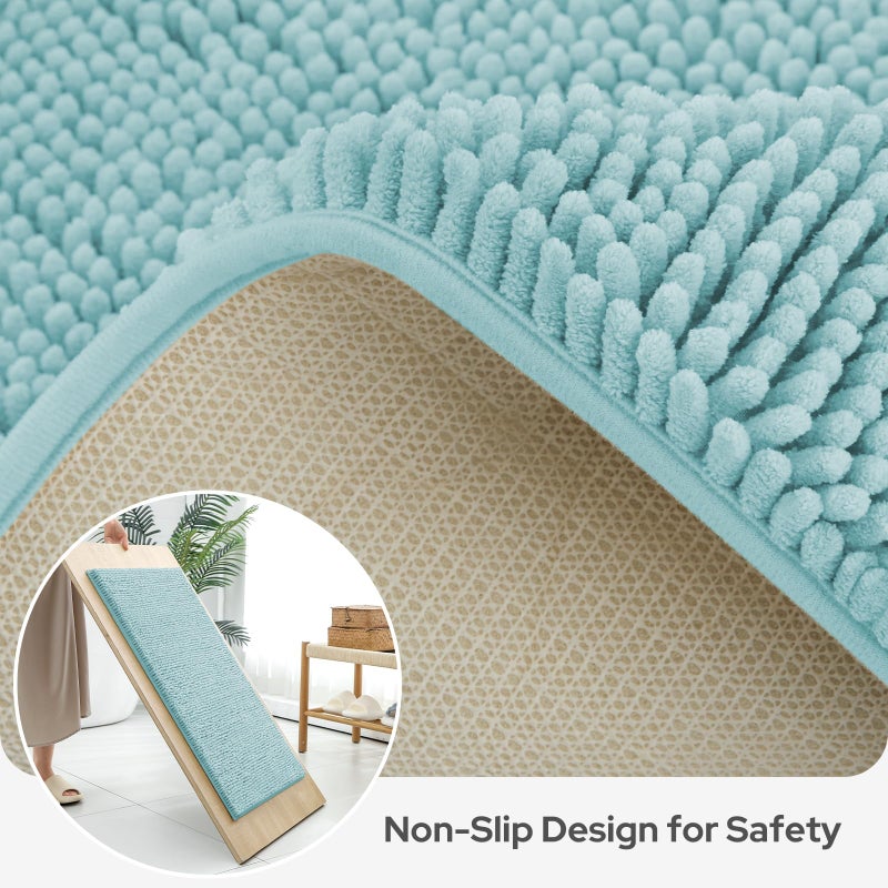 BYSURE Light Blue Bathroom Rugs Sets 3 Piece Non Slip Extra Absorbent Plush Chenille Soft Washable Bath Mats - Image 5